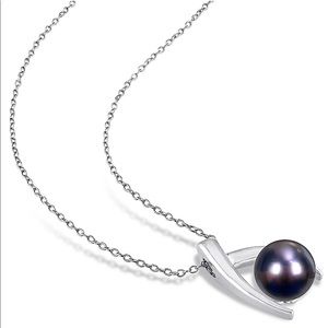 Sterling Silver Black Tahitian Pearl Necklace